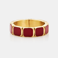 Red Stone Band Ring (Gold)