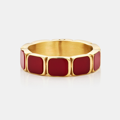 Red Stone Band Ring (Gold)