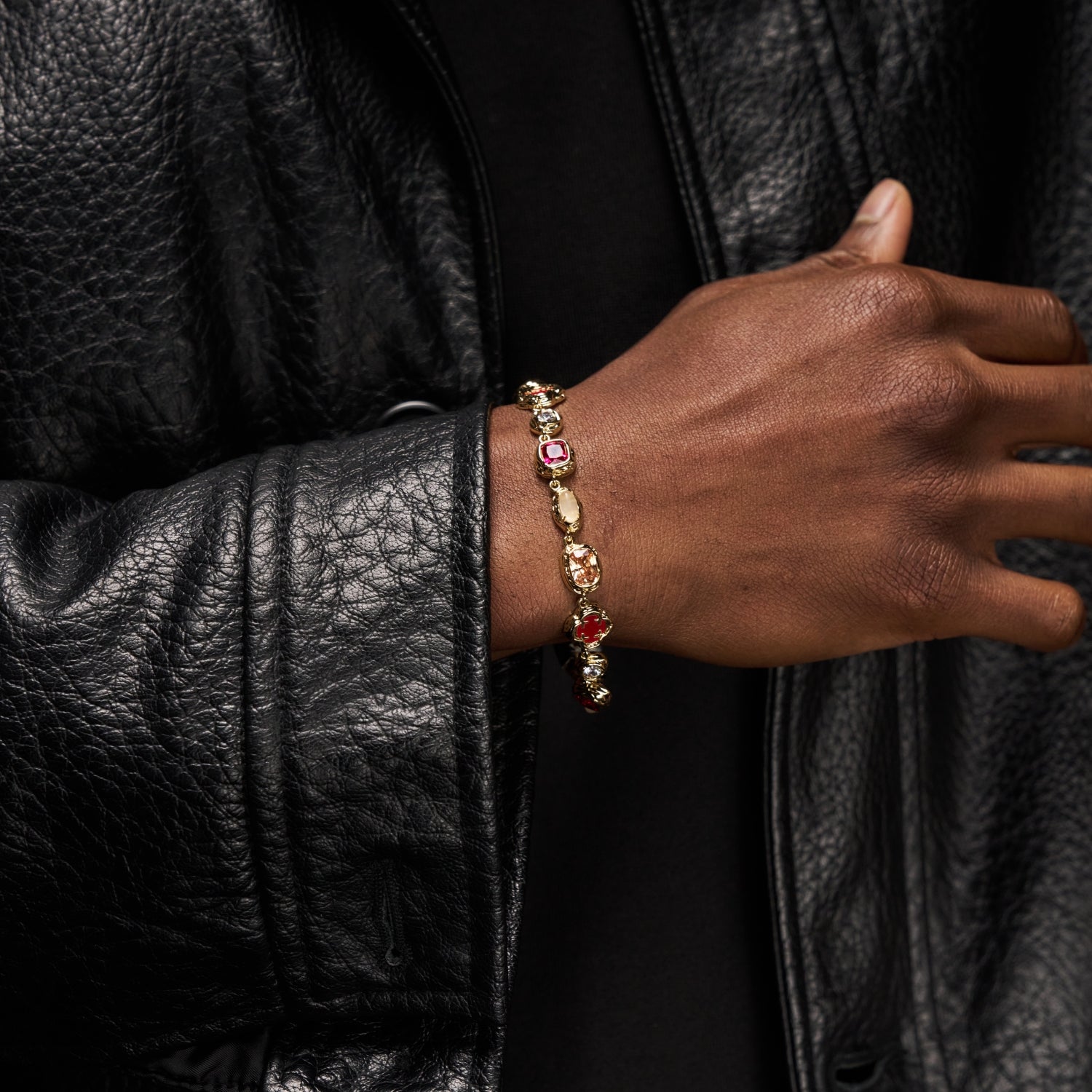 Melted Ruby Gemstone Bracelet (Gold)