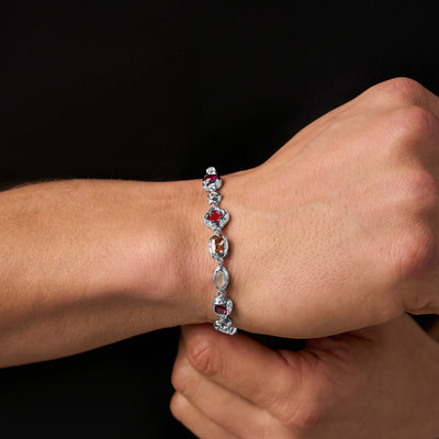 Melted Ruby Gemstone Bracelet (Silver)