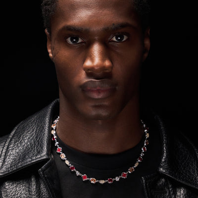 Melted Ruby Gemstone Necklace (Silver)