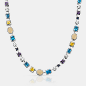 Sapphire Gemstone Necklace (Silver)