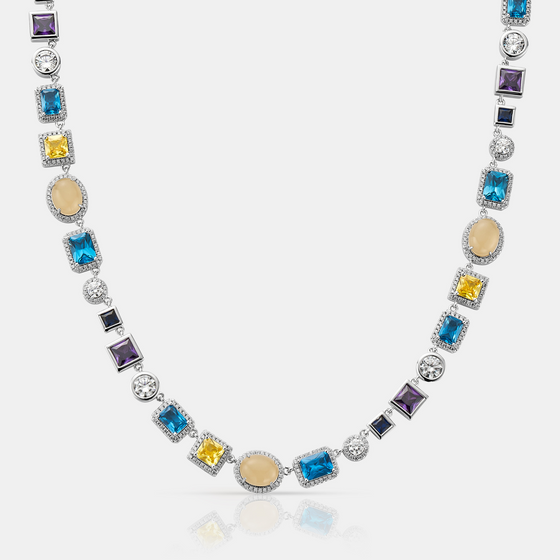 Sapphire Gemstone Necklace (Silver)