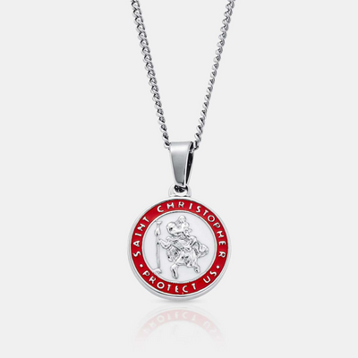 Enamel St. Christopher + Chain