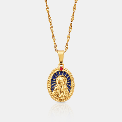 Enamel Virgin Mary + Chain