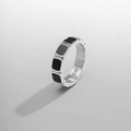 Onyx Stone Band Ring (Silver)