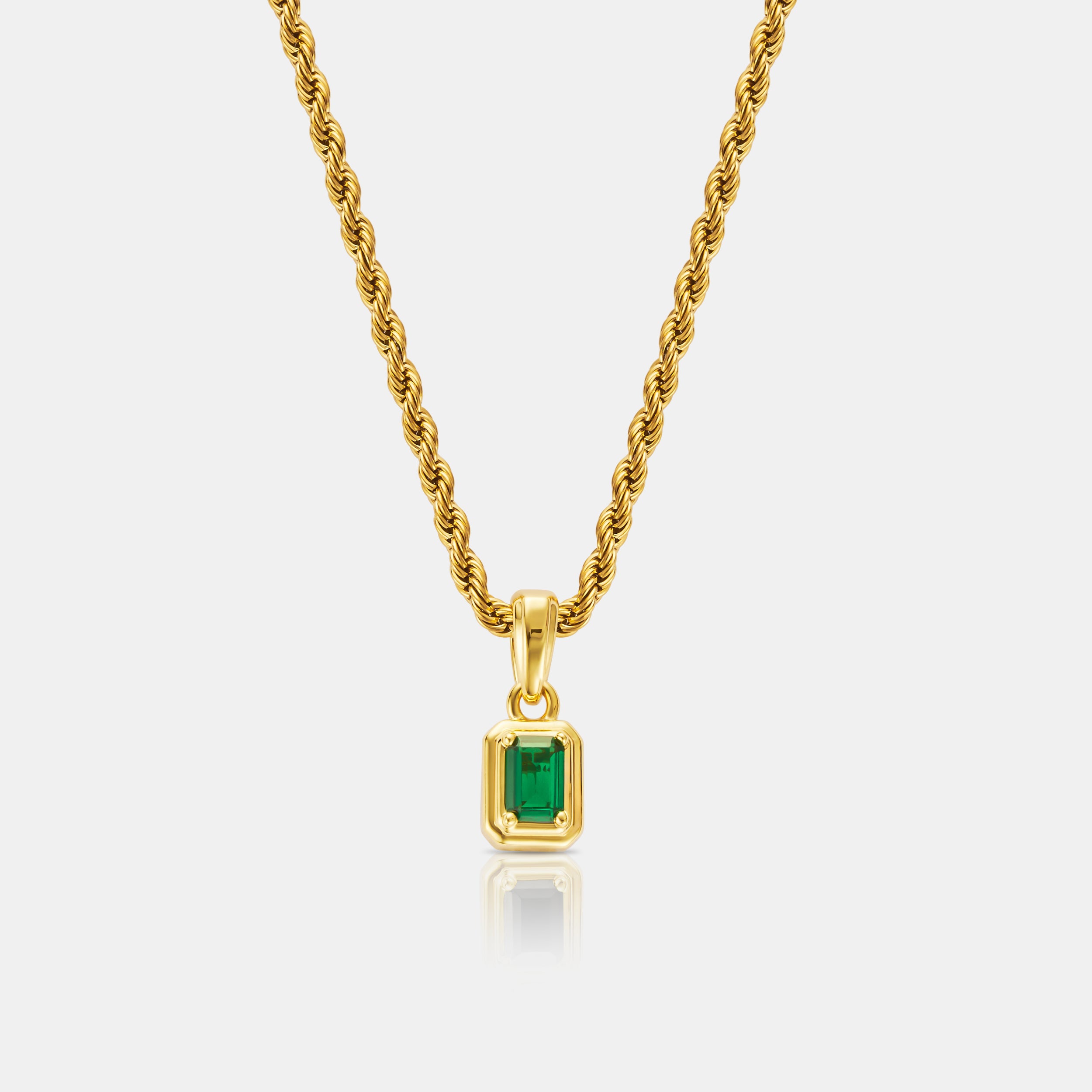 Mini Emerald Stone Rectangle (Gold)