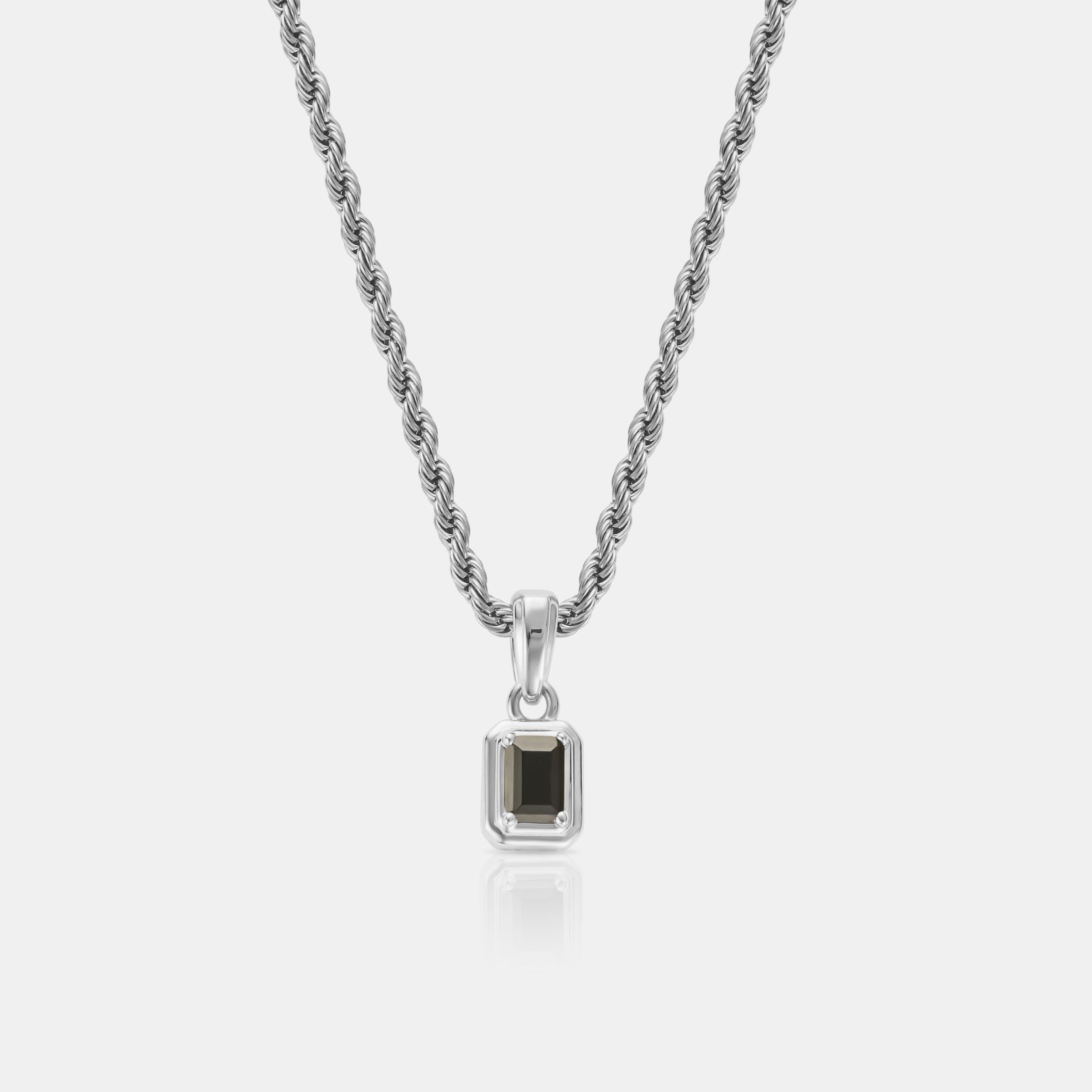 Mini Onyx Stone Rectangle (Silver)