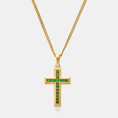 Emerald Stone Cross (Gold)