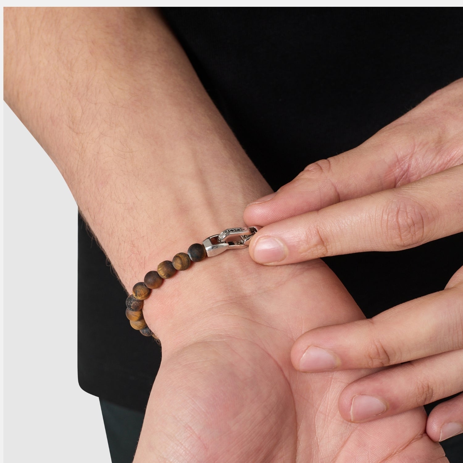 Tiger's Eye Lock Bracelet (Silver)