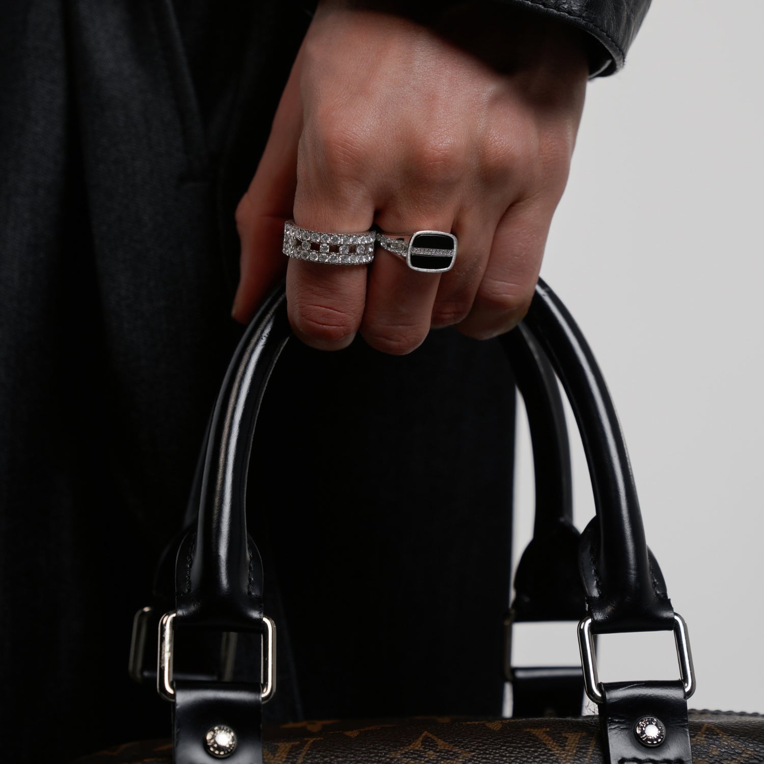 Iced Onyx Signet Ring (Silver)