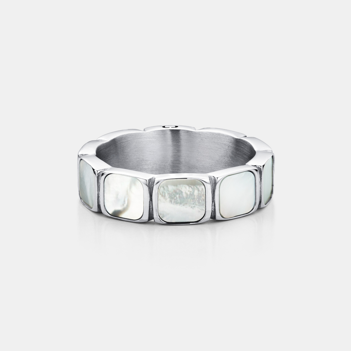 White Stone Band Ring (Silver)