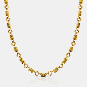 Yellow Gemstone Clover Necklace (Gold)