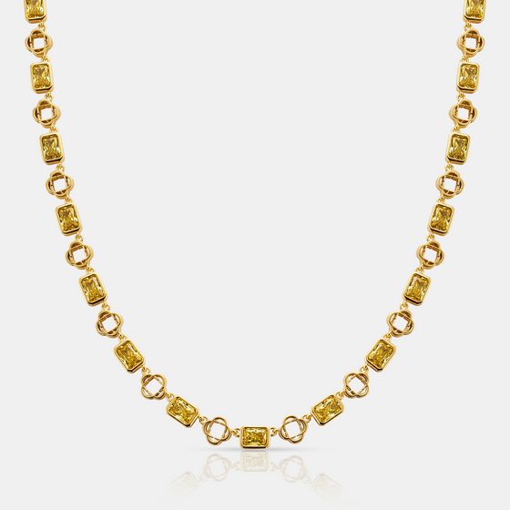 Yellow Gemstone Clover Necklace (Gold)