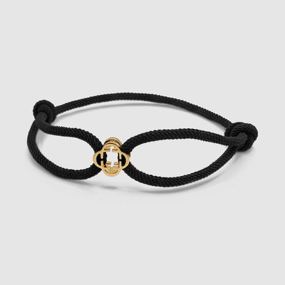 Black Cord Bracelet (Gold)