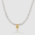 Compass Real Pearl Necklace (Gold)