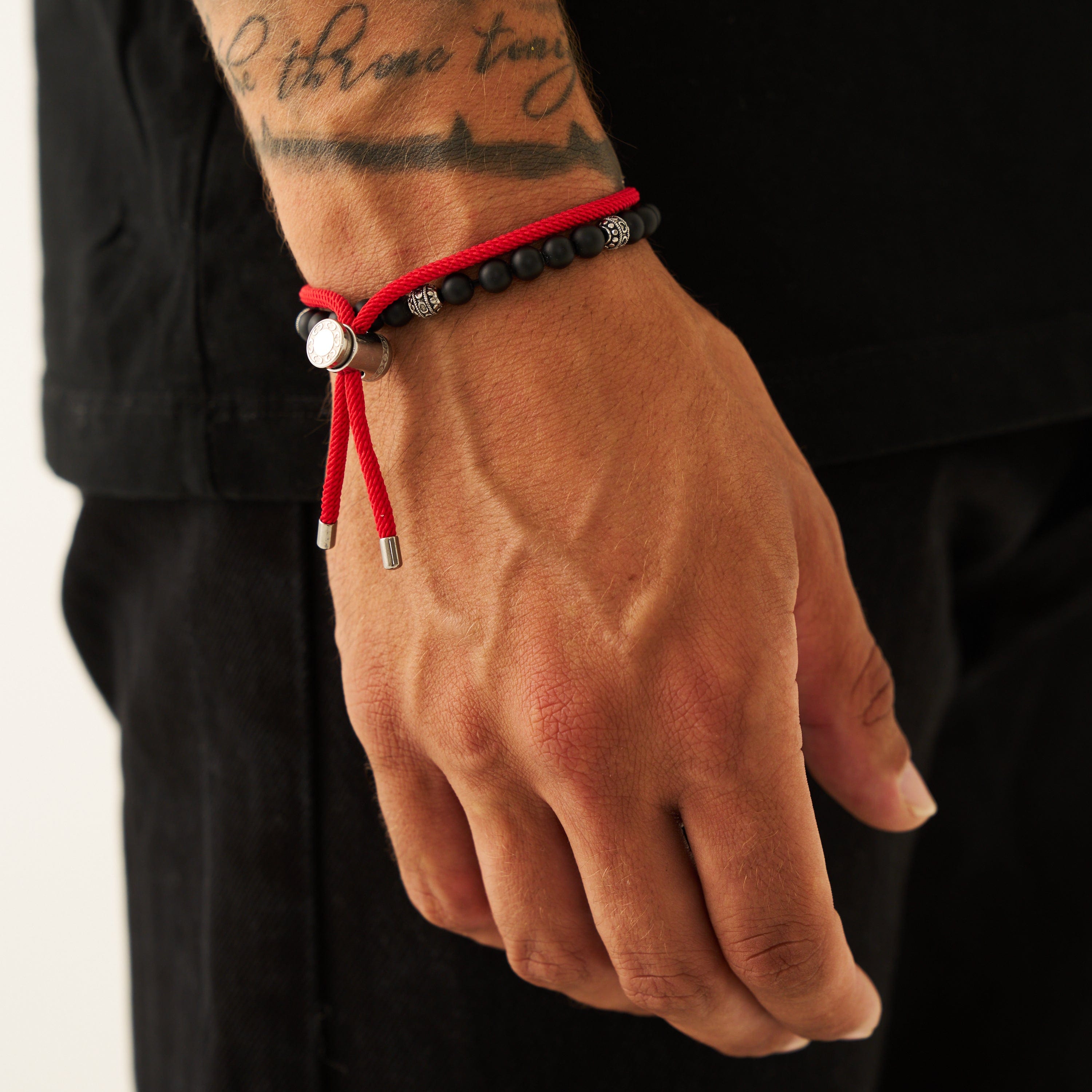 Red Cord Toggle Bracelet (Silver)