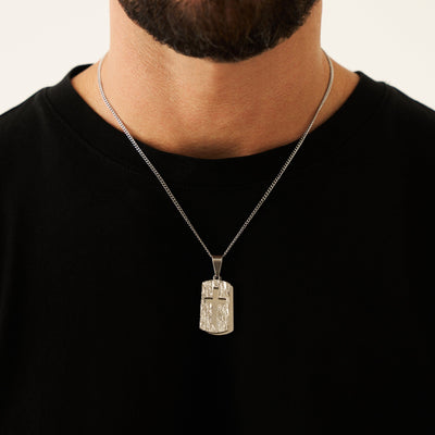 Dog Tag Cross Pendant (Silver)