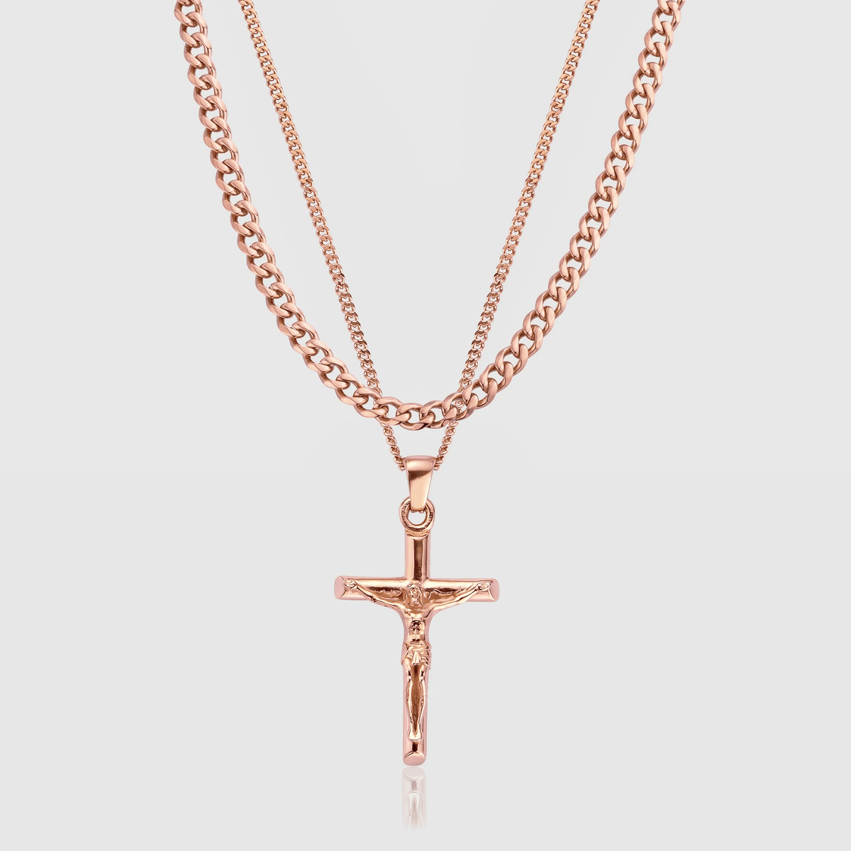 Crucifix and Cuban Set (Rose Gold)