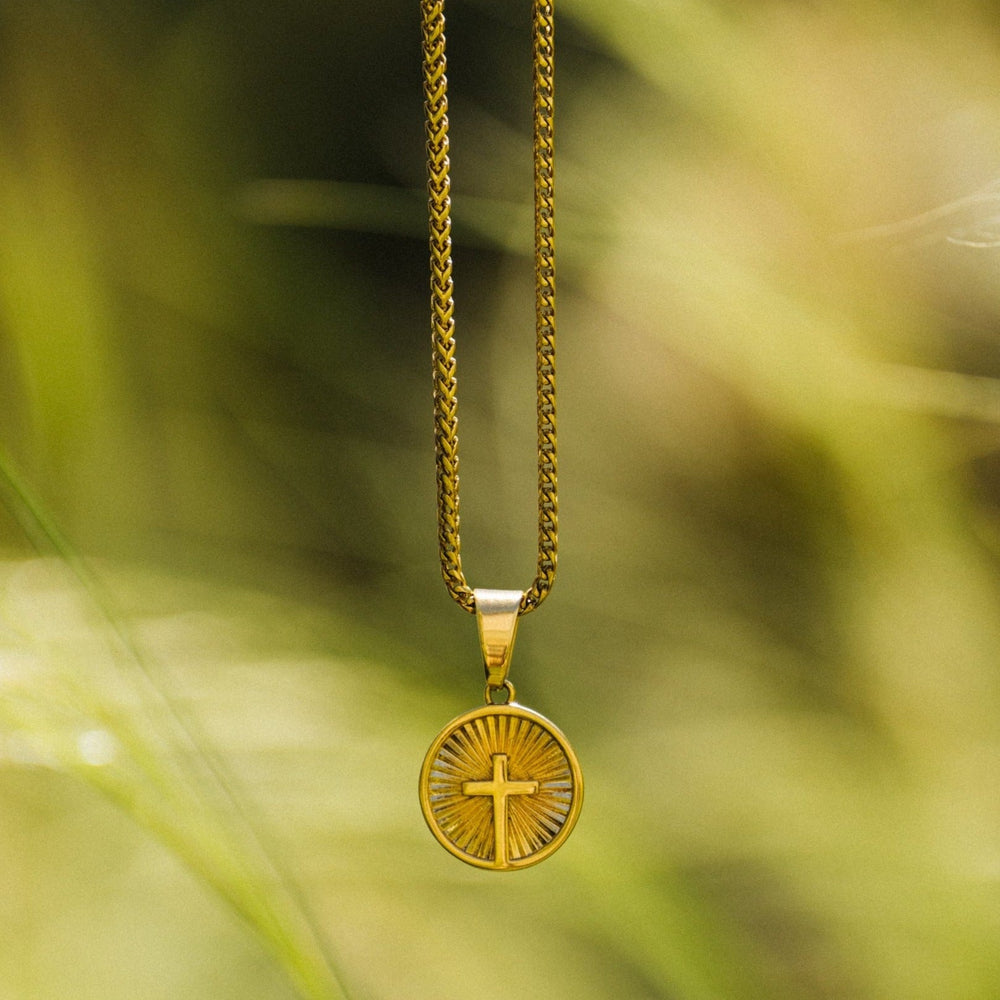 Gold Circle Cross Pendant for Men CRAFTD London