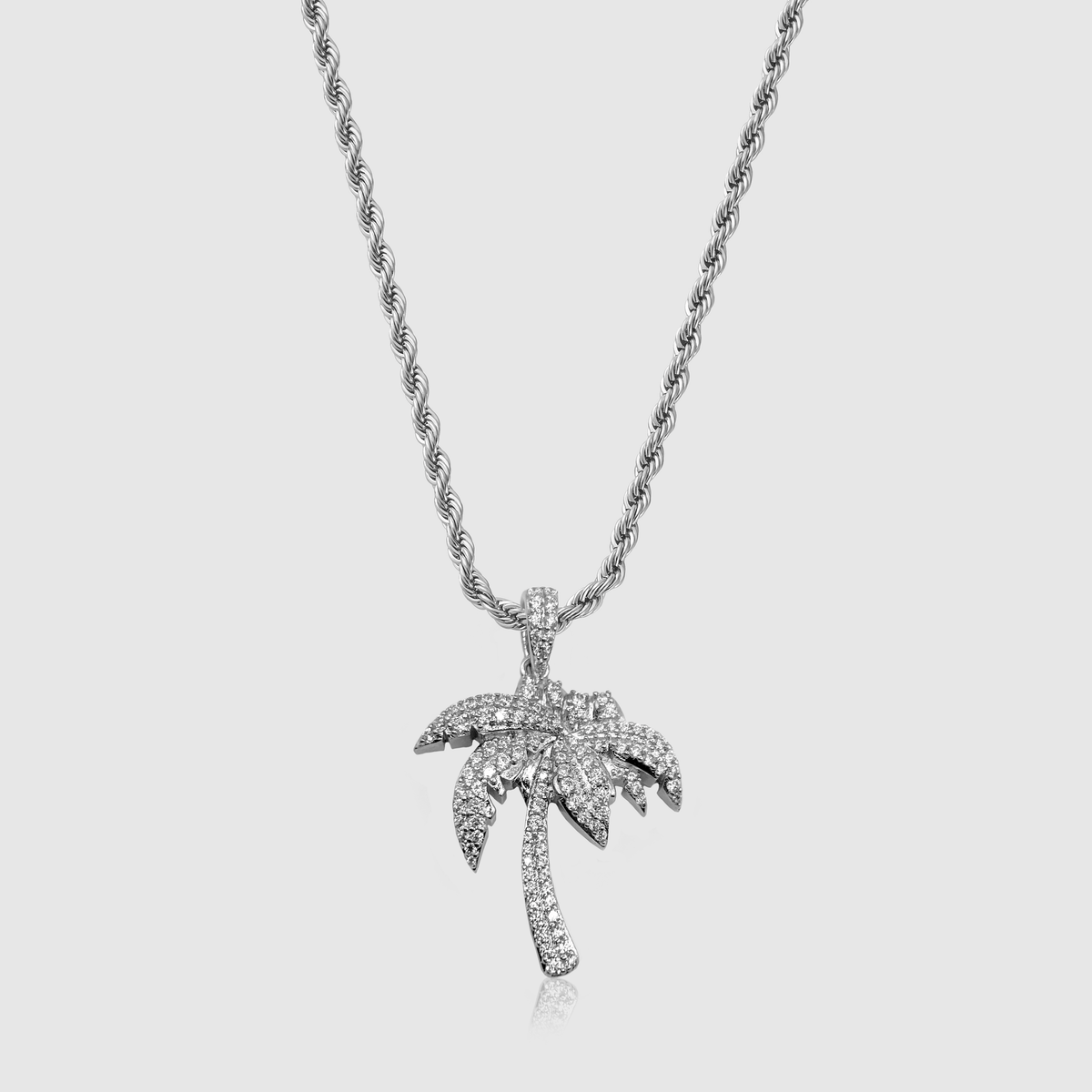 Iced Palm Tree Pendant (Silver) - Main Image