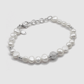 Iced Beaded Real Pearl Bracelet (Silver)