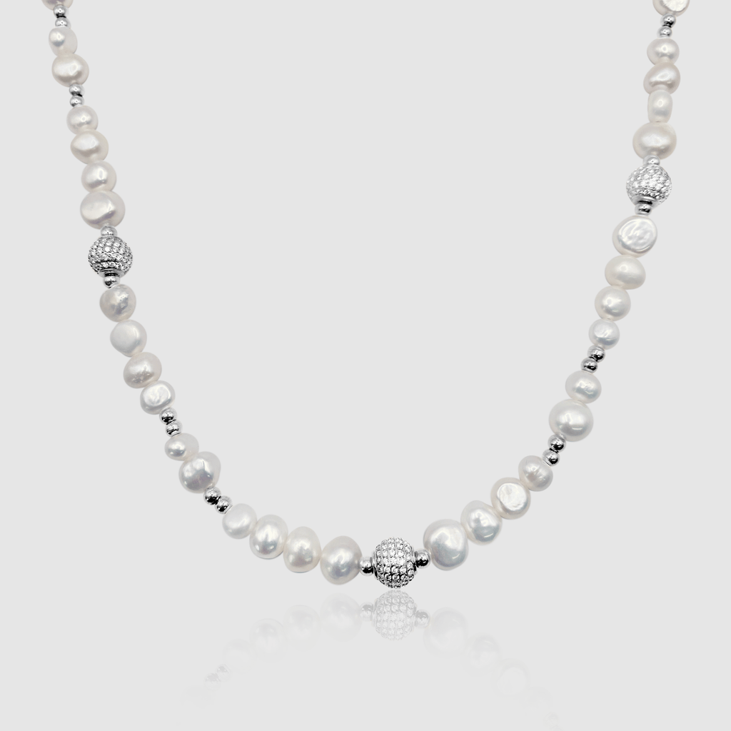 Iced Beaded Real Pearl Necklace