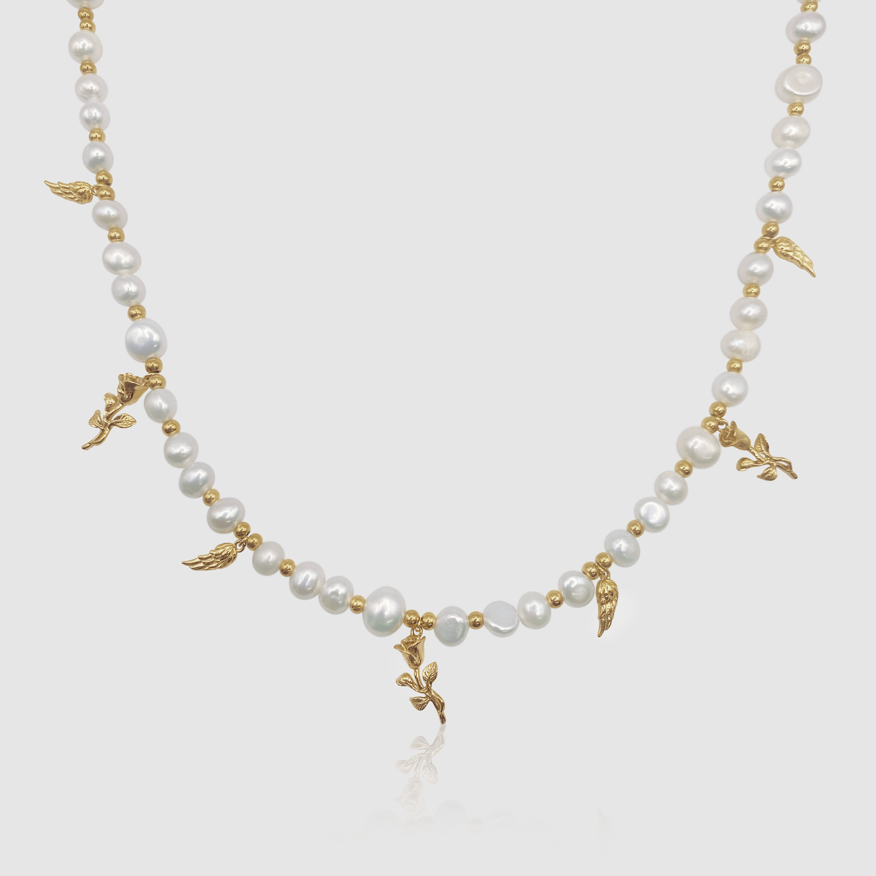 Pendant Real Pearl Necklace (Gold)