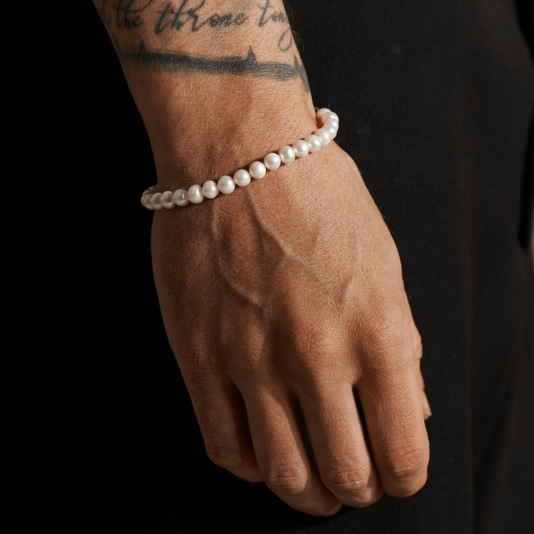Rounded Real Pearl Bracelet (Silver)