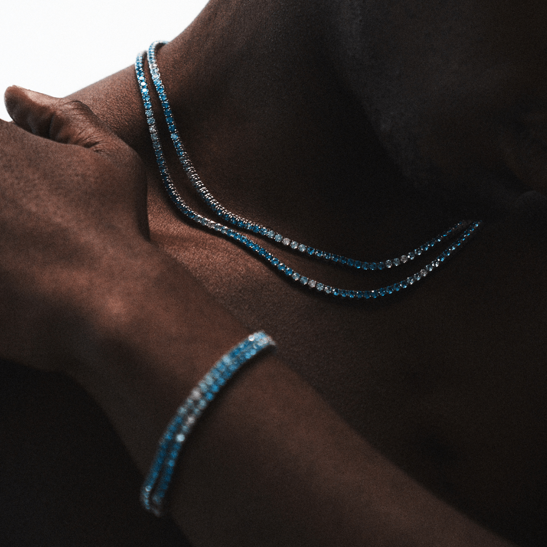 Blue Tennis Chain (Silver) 3mm