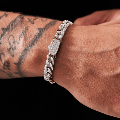 Half Iced Cuban Bracelet (Silver) 8mm