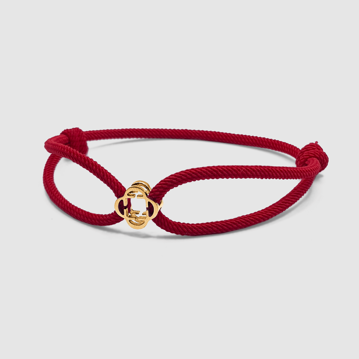 Red Cord String Bracelet for Men Gold