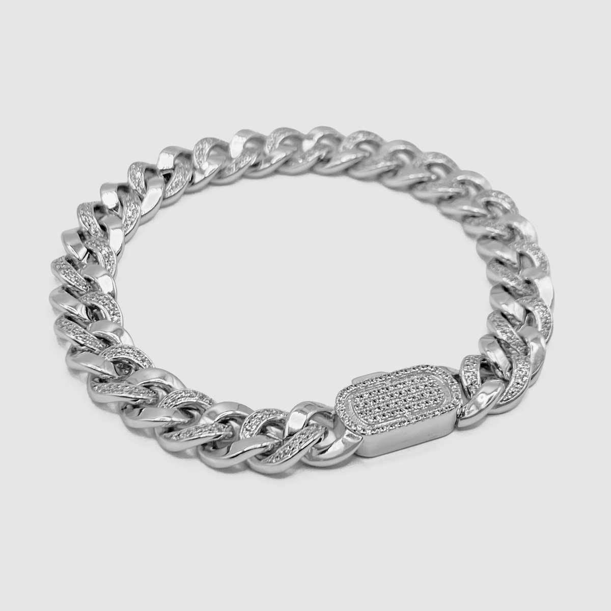 8mm Iced Diamond Miami Cuban Link Bracelet - Silver | CRAFTD