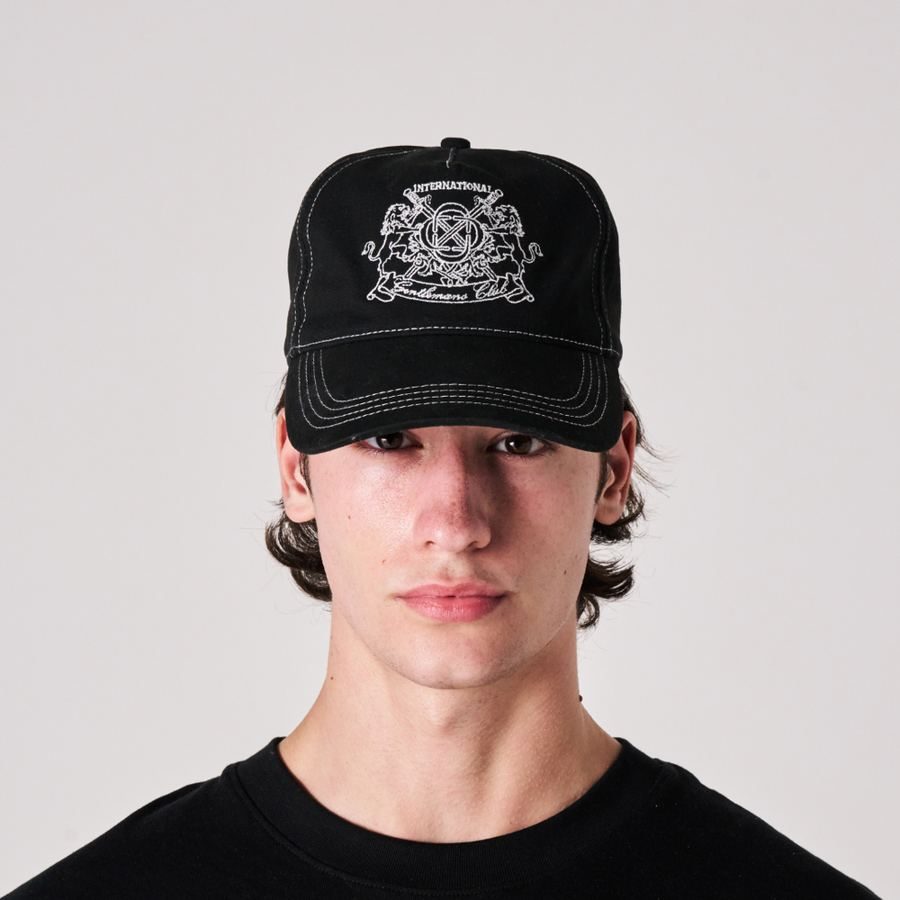 Model wearing the black Gentlemen's Club Cap